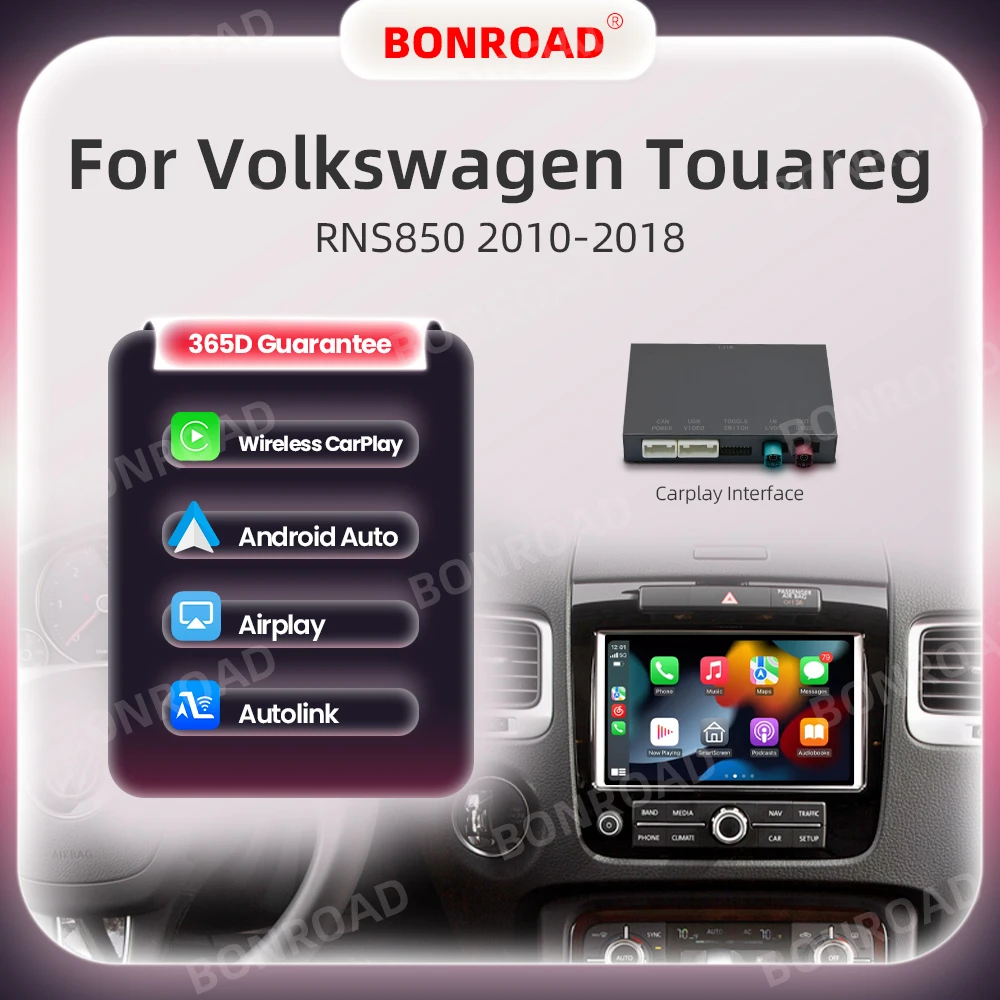Wireless CarPlay Android Auto Interface Decoder Box For Volkswagen Touareg RNS850 2010-2018 GPS Bluetooth Mirror Link Image
