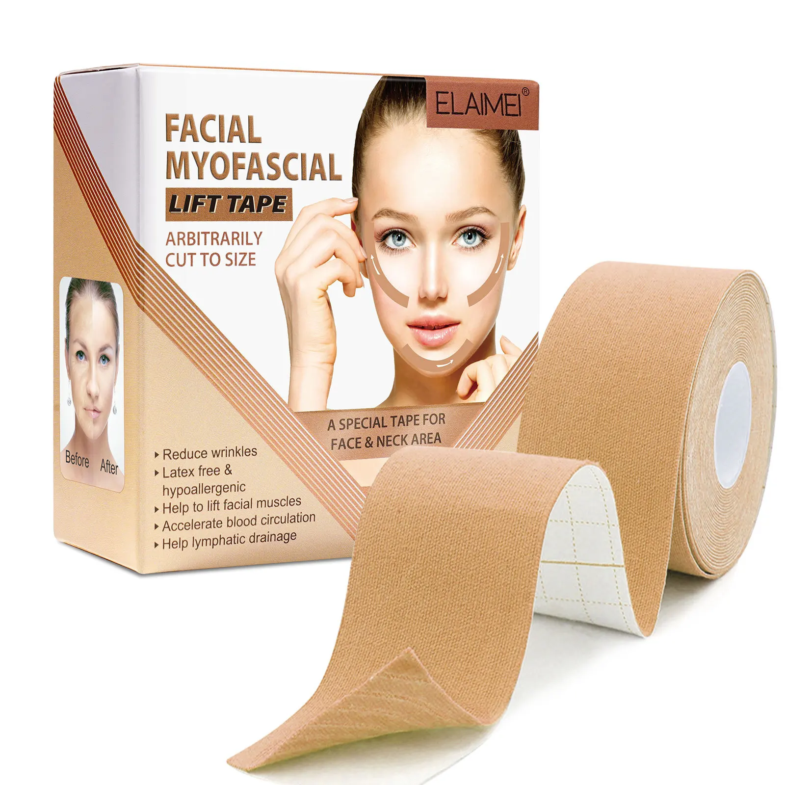 2,5 cm * 5m Instant Myo fascial Lift Tape für Gesicht Hals Augen Haut Lifting Tool Falten entfernung Aufkleber v Gesicht elastischen Verband Image