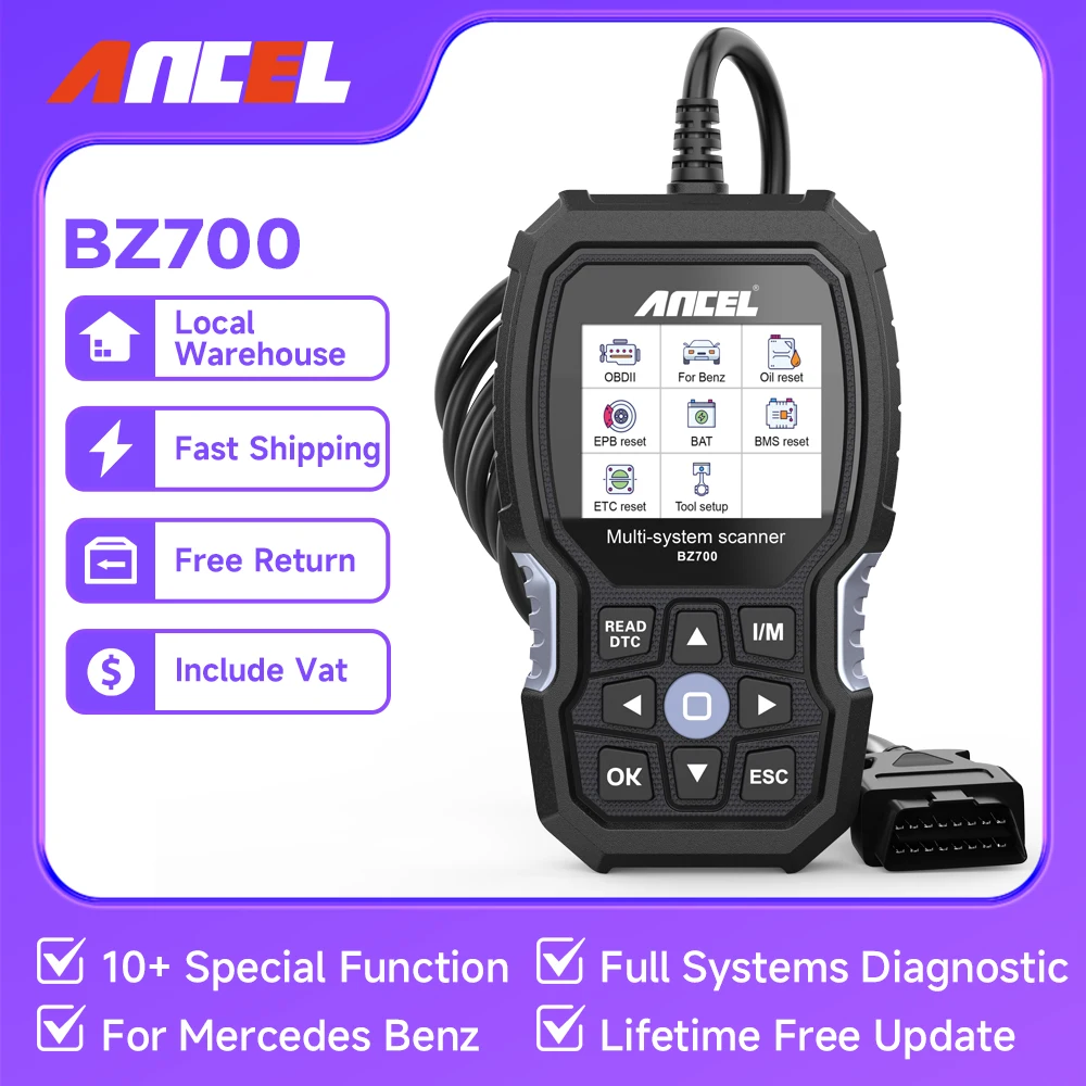 ANCEL BZ700 OBD2 Scanner für Mercedes für Benz Sprinter Smart Alle System Scan Tool ABS SRS SAS Öl Reset Auto Diagnose Werkzeug Image