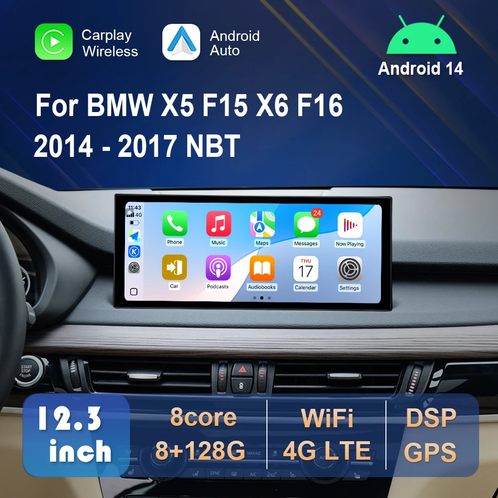 Android 16 Autoradio Video-Multimedia-Player GPS-Navigation für BMW X5 F15 X6 F16 2014 - 2017 NBT-System Carplay HD-Touchscreen Image