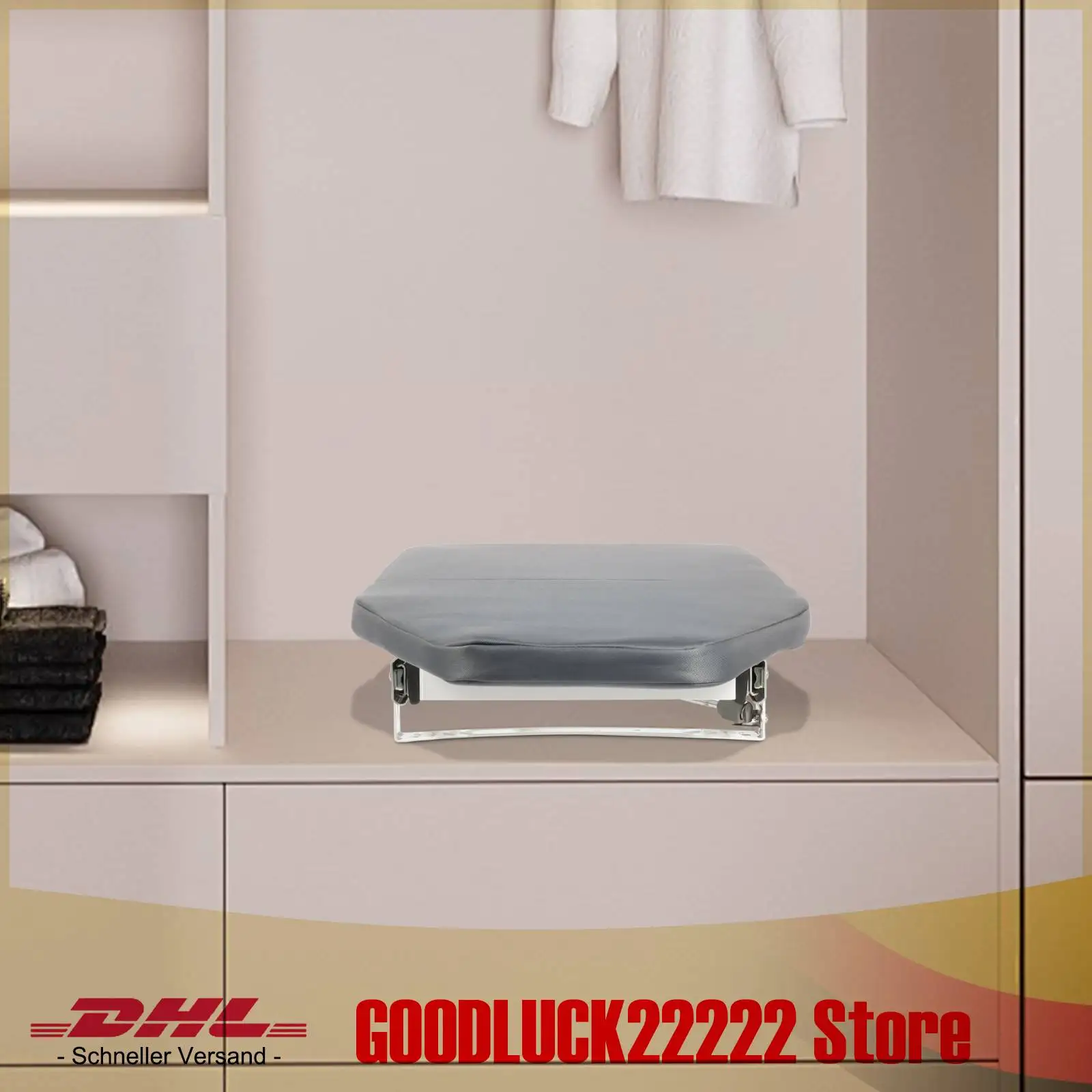 Grau 180° ° Drehbarer, einziehbarer Bügelbrett-Schrank, zusammenklappbar, ausziehbar, verstaubar, stabile Struktur, drehbares Design, einfach