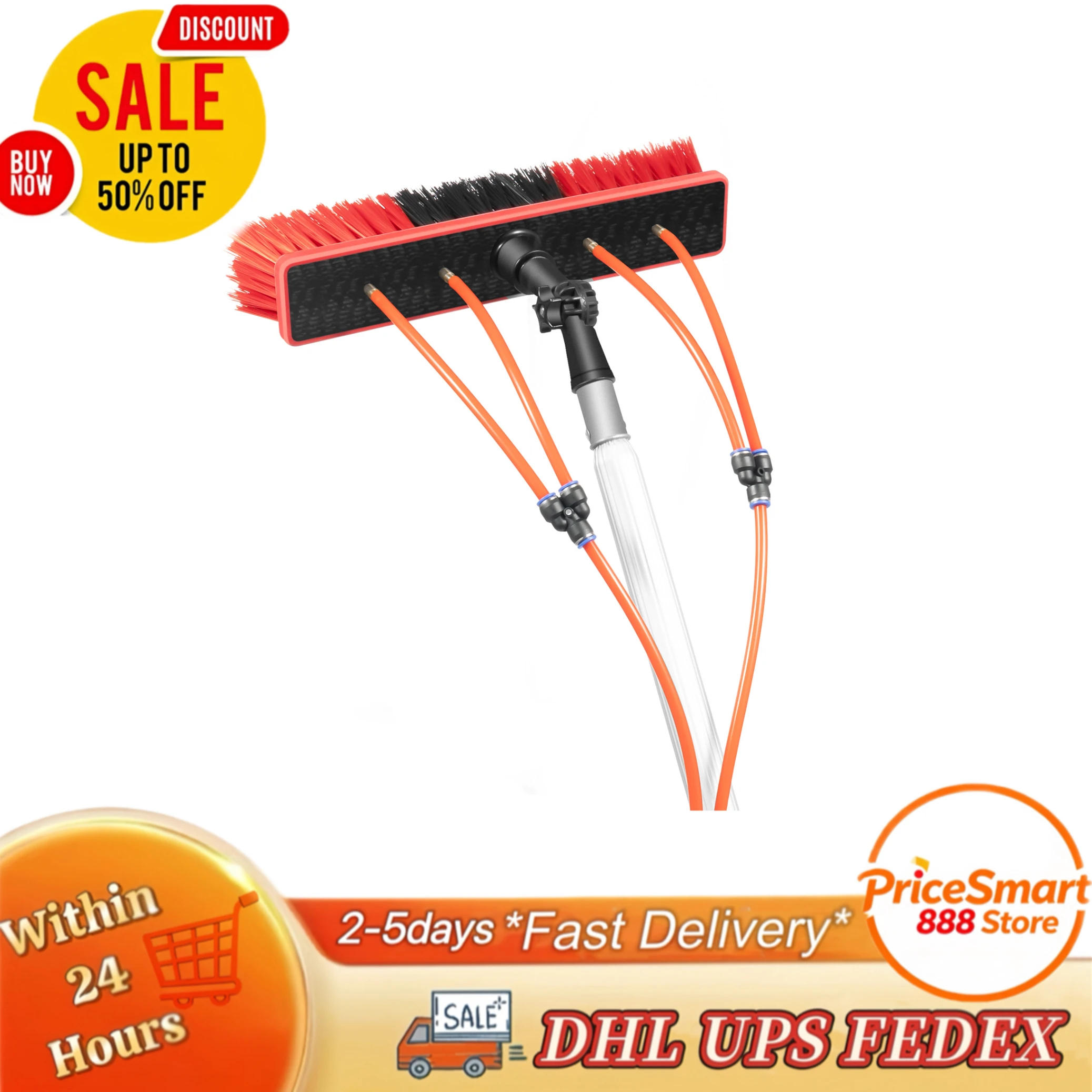 3-in-1 Fensterreinigungs- und Waschstangen-Set 180 ° Verstellbare, einfach zu bedienende Wasserstangen zur Reinigung von Ladenschildern Image