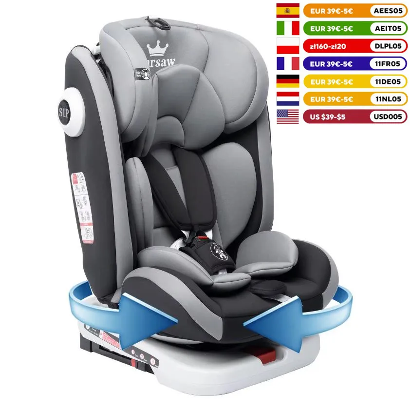 AP03 Kinderautositz 360° ° Drehbarer 5-Punkt-Gurt 9–36 kg 0–12 Jahre ECE ISOFIX Kindersitz KL005 Image