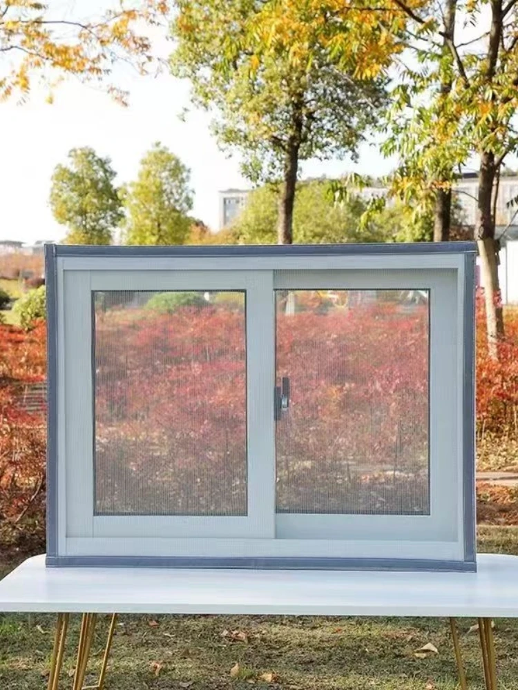 1 Stück einfach zu installierender unsichtbarer Fenstergitter (grau) – atmungsaktives, mücken- und staubdichtes Netz mit sicheren Klettverschlüssen Image