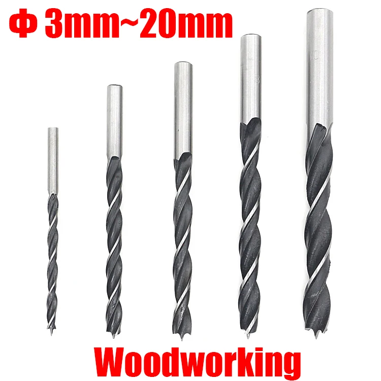 3mm 3,2mm 3,5mm 4mm 4,5mm 5mm 5,5mm 6mm High Carbon Stahl Holz holzbearbeitung Werkzeug Gerade Schaft Twist Drei Brad Punkt Bohrer Image