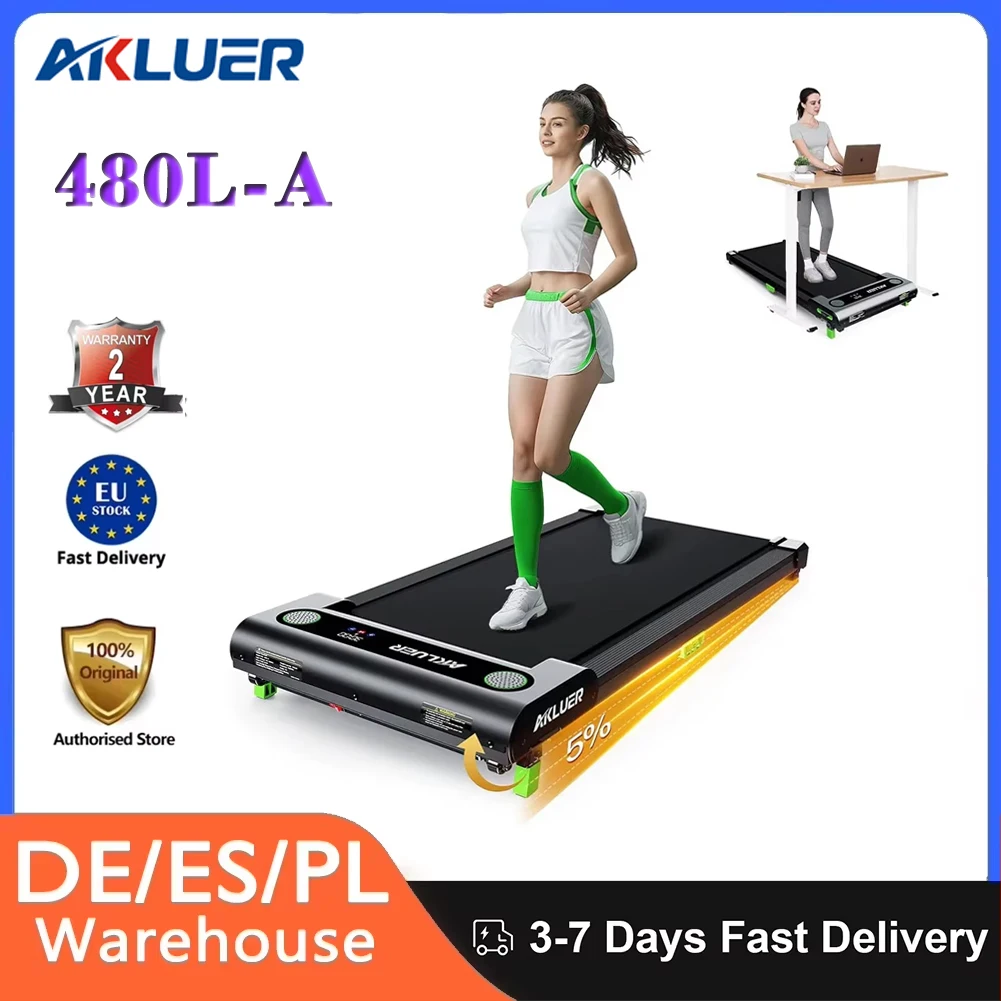 Akluer 480L-A Walking Pad mit Neigung, 2,5 PS unter dem Schreibtisch-Laufband mit Fernbedienung, LED-Anzeige, 330 Pfund maximale Kapazität Image
