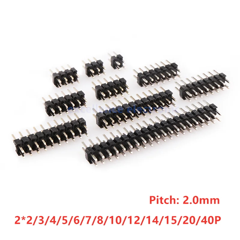 10 Teile/los 2,0mm Stecker Header Pins 2*2/3/4/5/6/7/8/10/12/14/15/20/40P 2mm Zweireihig Pin Header Streifen Stecker Vergoldet Kupfer Image