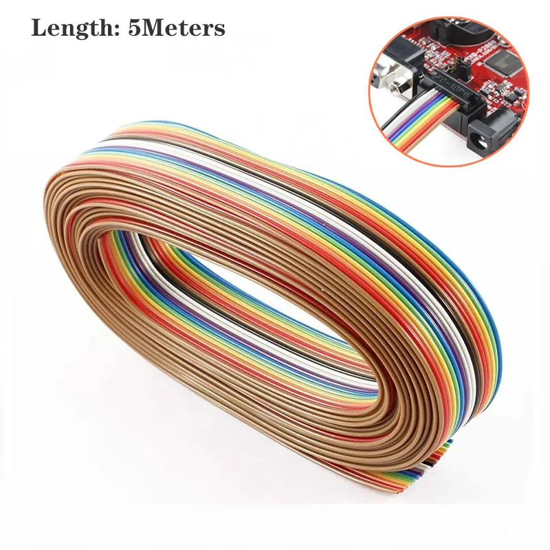 5 meter 10-pin regenbogen farbe flache kabel IDC draht regenbogen kabel stecker draht band verlängerung kabel Image