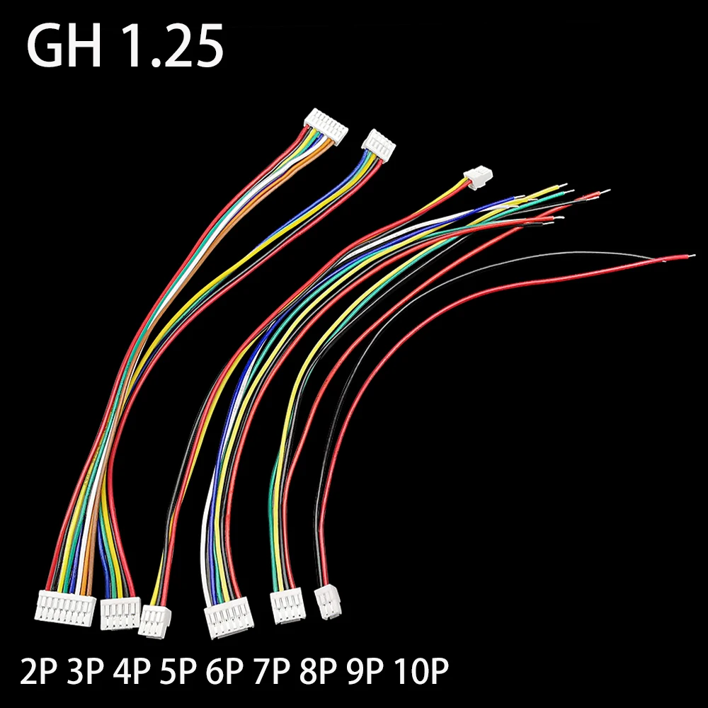 10Pcs Micro JST GH 1,25 2P 3P 4P 5P 6P 7P 8P 9P 10Pin Stecker Einzel/Doppel Stecker Mit Draht Kabel 150mm 28AWG Image