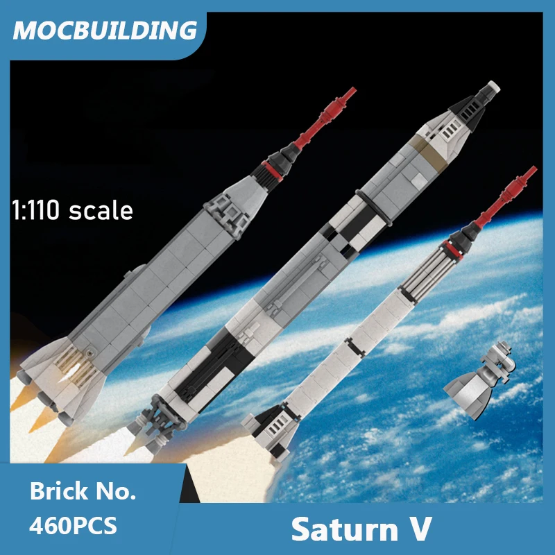 MOC Bausteine Saturn V im Maßstab 1:110 Mercury & Gemini Kollektion Weltraum-Serie DIY Zusammengebaute Bausteine Ausstellungsstücke Geschenke 460 Teile Image