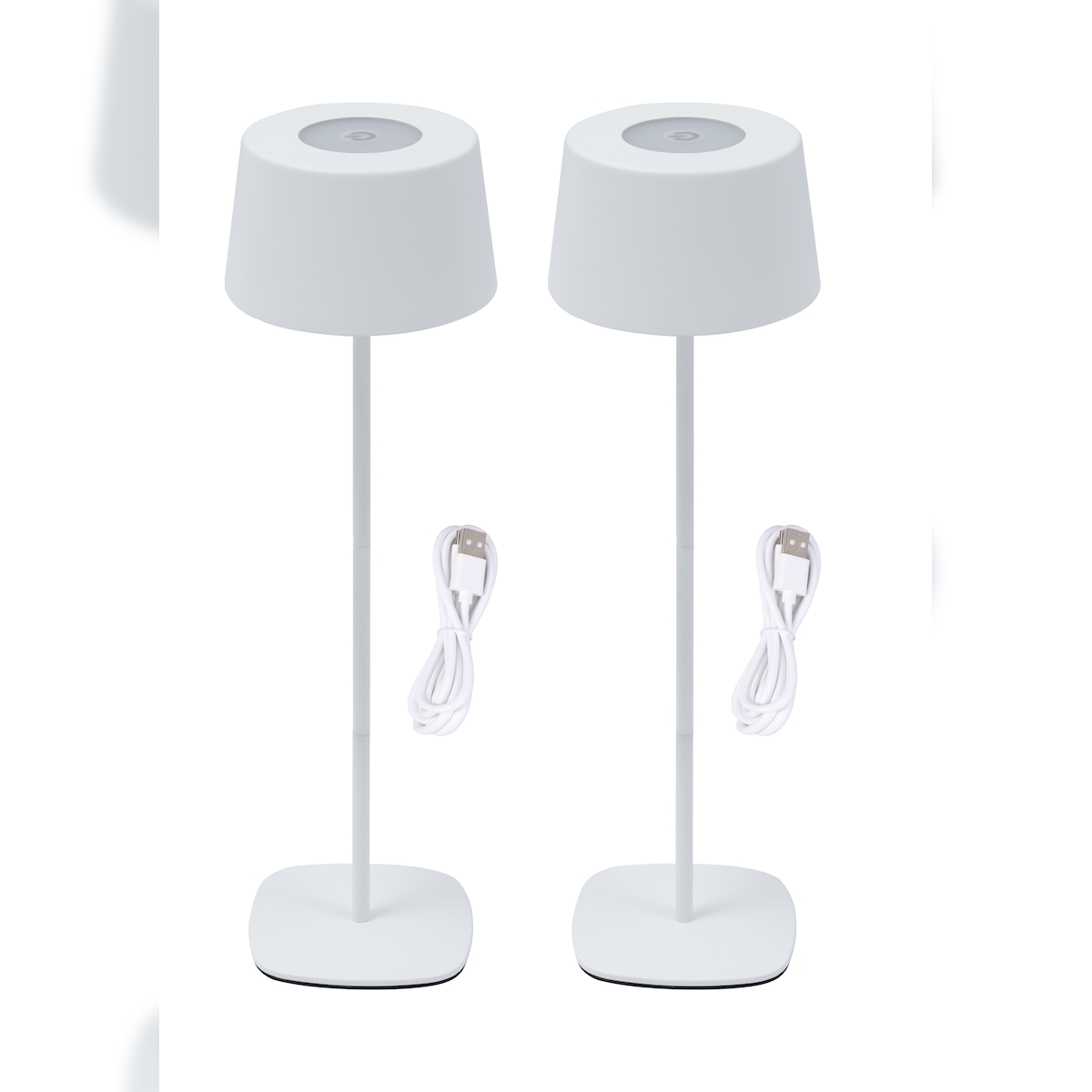 aro LED-Tischlampe 2er Set, Stahl/Kunststoff, Ø 8.8 x 24.5 cm, USB-Anschluss, dimmbar, abnehmbar, weiß Image