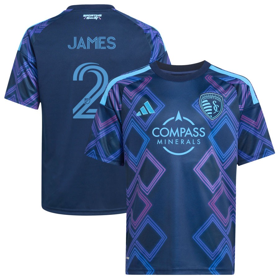 Ian James Youth adidas Blue Sporting Kansas City 2026 The 18th & Vine Kit Replica Custom Jersey