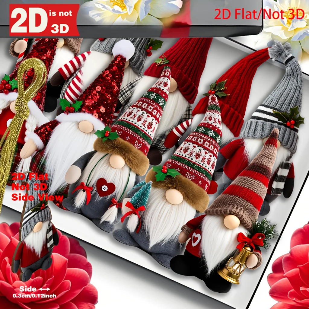 2D-Hängedekoration aus Holzbrett mit 10 Zwergpuppen-Zwergdekorationen, geeignet für Weihnachtsdekoration Image