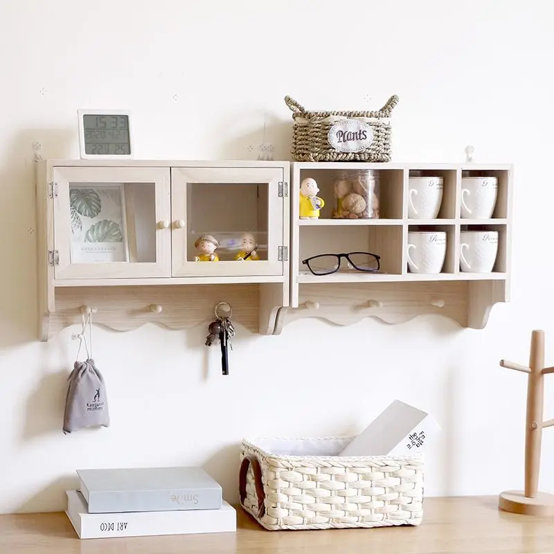 Kreatives, an der Wand montiertes, nicht perforiertes Aufbewahrungsregal mit mehreren Gittern für Büro, Arbeitszimmer, hängender Aufbewahrungsschrank, kleiner Hängeschrank