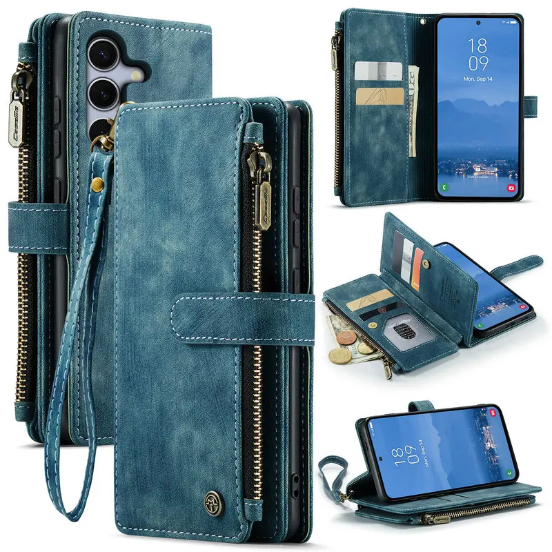 7-Karten-Luxushülle für Samsung Galaxy A56 A55 A54 A35 A34 A24 A25 A14 A15 A16 A36 A56 A17 A52 A53 A 56 5G 4G Reißverschluss Flip Cover Image