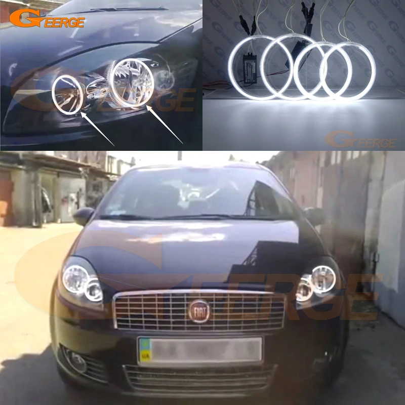Per Fiat Linea 2007 2008 2009 2010 2011 2012 2013 2014 2015 2016 2017 2018 Eccellente Ultra Luminoso CCFL Angel Eyes Kit Halo Anelli