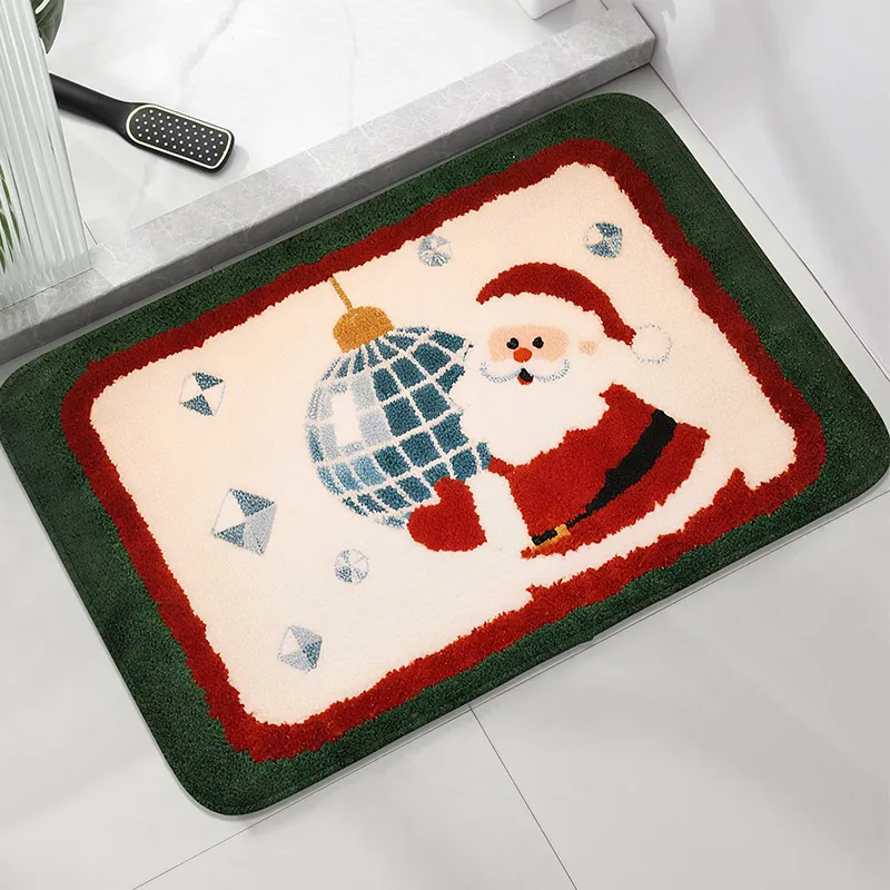 Fußmatten mit Weihnachtsmotiv, saugfähige Fußmatten für zu Hause, Heimdekorationsmatten, Schlafzimmertürmatten, weich und bequem Image