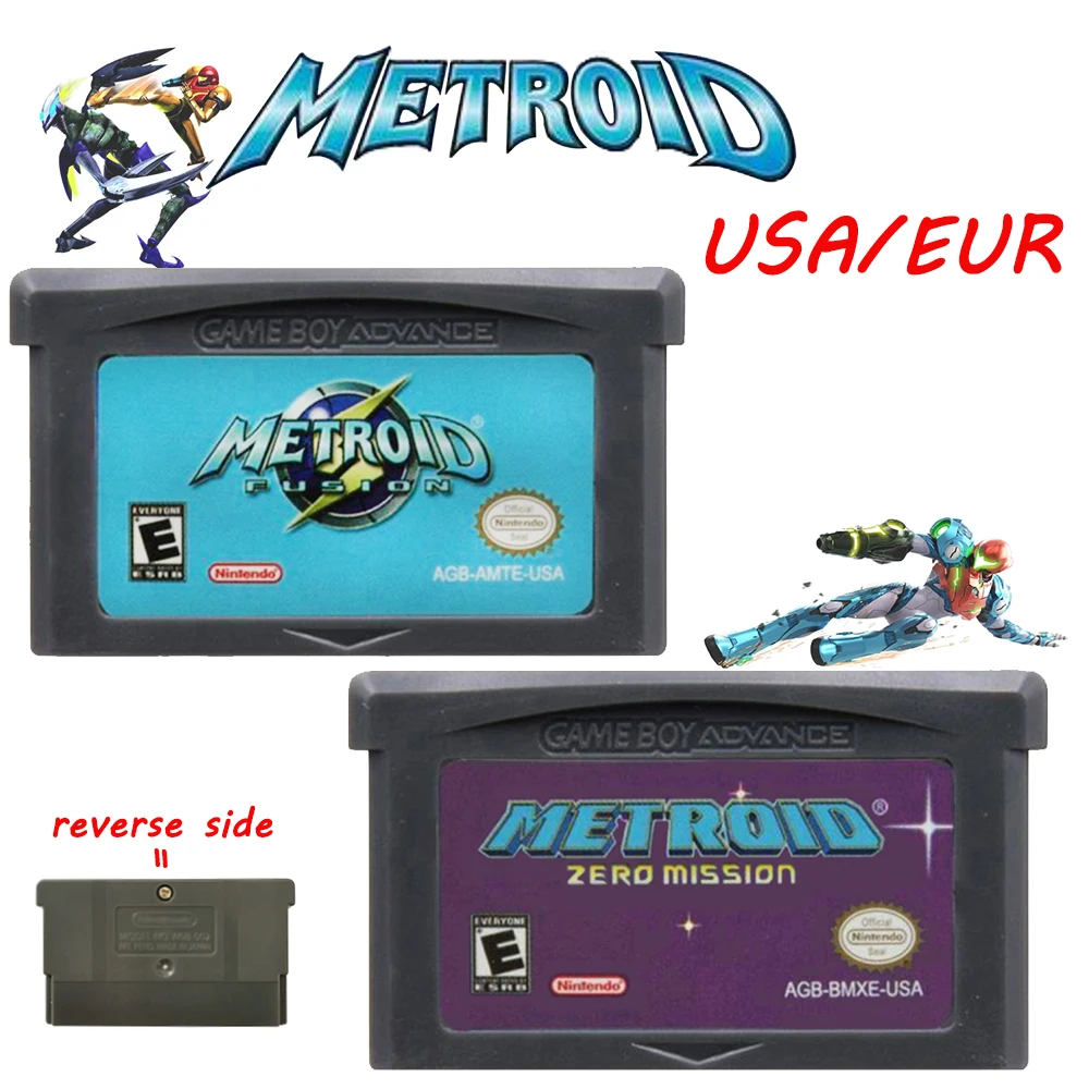 GBA Game Cartridge 32 Bit Video Game Console Card Fusion Zero Mission USA EUR Version for GBA/NDS