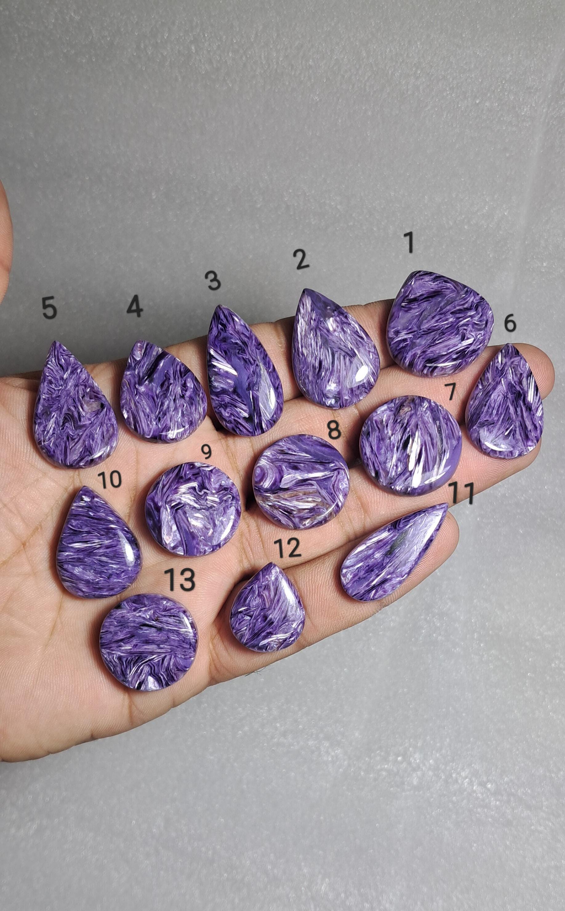 Cabochon di Charoite viola naturale di qualità A, gioielli in Charoite, pietra preziosa sfusa in Charoite, anello in Charoite