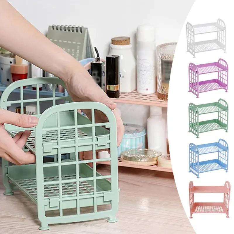 Multifunctional Plastic Shelf Organizer For Makeup, Skincare, Office, Kitchen, Bedroom, And Bathroom purple