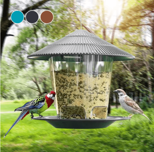 PerchSmart Automatic Bird Feeder Hanging Multi Hole Outdoor Bird Feeder Dispenser gray