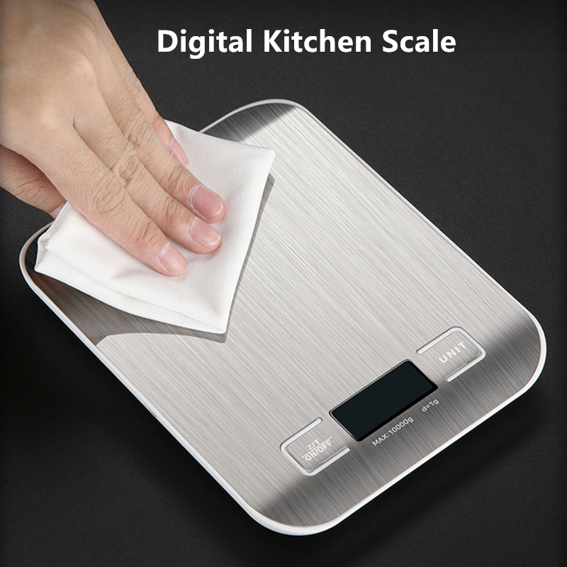 Digital Kitchen Scale With LED Display 10kg Capacity, 1g Precision, Stainless Steel Weighing Scale For Food, Baking Digital Kitchen Scale With LED Display 10kg Capacity, 1g Precision, Stainless Steel Weighing Scale For Food, Baking
