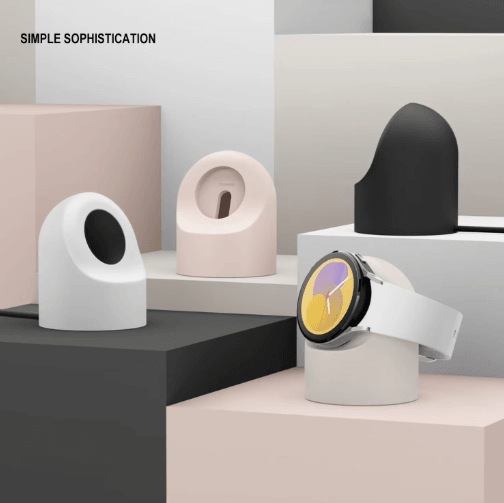 Universal Samsung Galaxy Watch Charger Stand Silicone Charging Dock For Galaxy Watch 3, 4, 5 Pro, 6 & 7 (40 44 46mm) white galaxy Watch 7 6