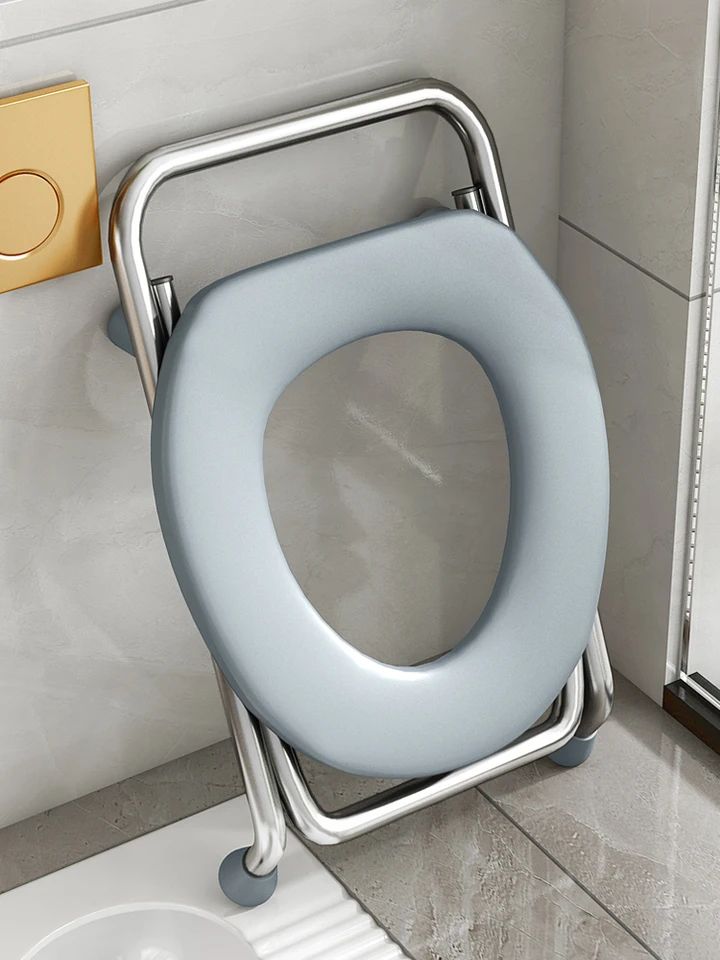 Foldable Stainless Steel Bedside Commode Chair Portable Toilet Chair For Elderly & Pregnant Women chair Height38