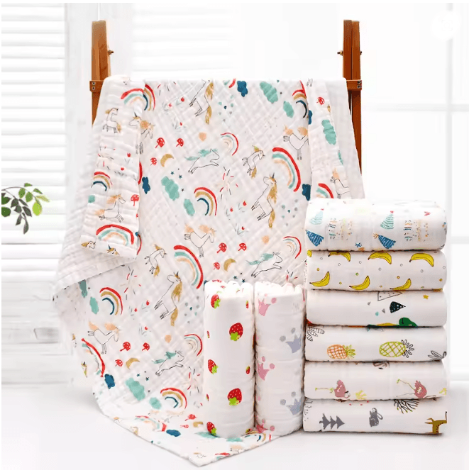 PureGauze Cotton Baby Bath Towel Four Layer Muslin Swaddle Blanket m