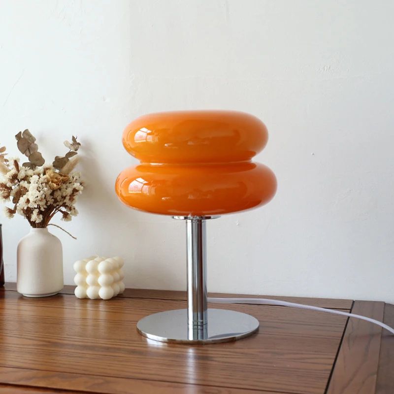 Macaron Glass Table Lamp With Trichromatic Dimming LED cream Color C