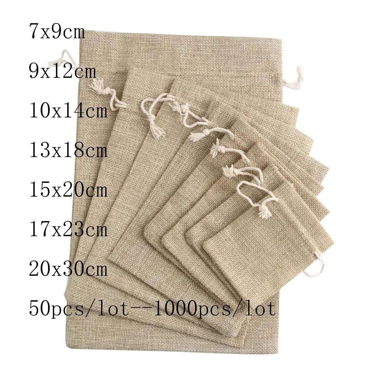Jute & Cotton Linen Jewelry Bags High Performance Drawstring Packaging Pouches & Burlap Wedding Sacks 15 X 20 Cm 20 Lot (1000 Pcs)