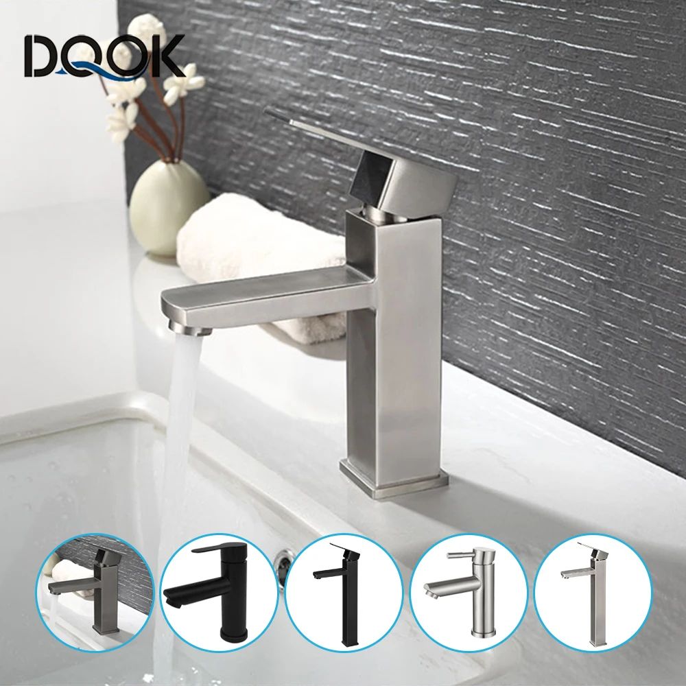 Matte Black Bathroom Sink Faucet Modern Single Handle Hot & Cold Mixer Tap dmz brushed Nickle