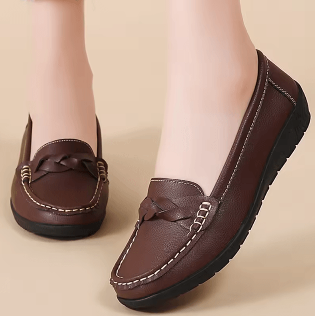 Women Leather Loafers Comfortable Slip On Casual Flat Shoes white 39(us 7.5)