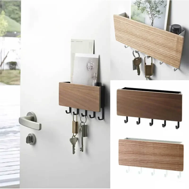 Bamboo Wall Key Hanger & Coat Rack Stylish Home Organizer With Hooks bamboo Board White