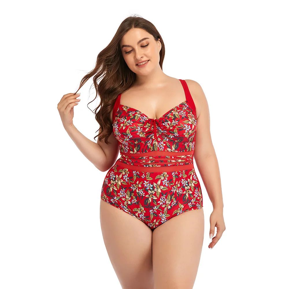 Plus Size Sexy One Piece Swimsuit For Women red m