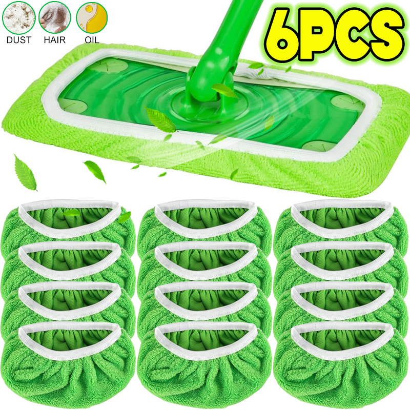 Reusable Microfiber Mop Pads For Wet & Dry Cleaning Green Furniture & Flooring Replacement green 1pcs