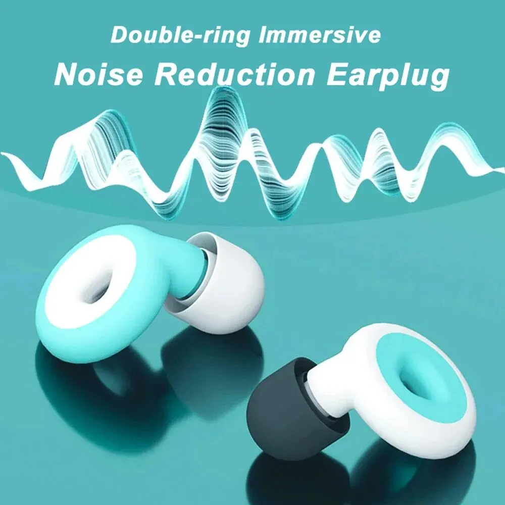 Noise Reduction Earplugs Soft Silicone Ear Muffs For Travel, Swimming & Noise Protection Reusable & Waterproof green