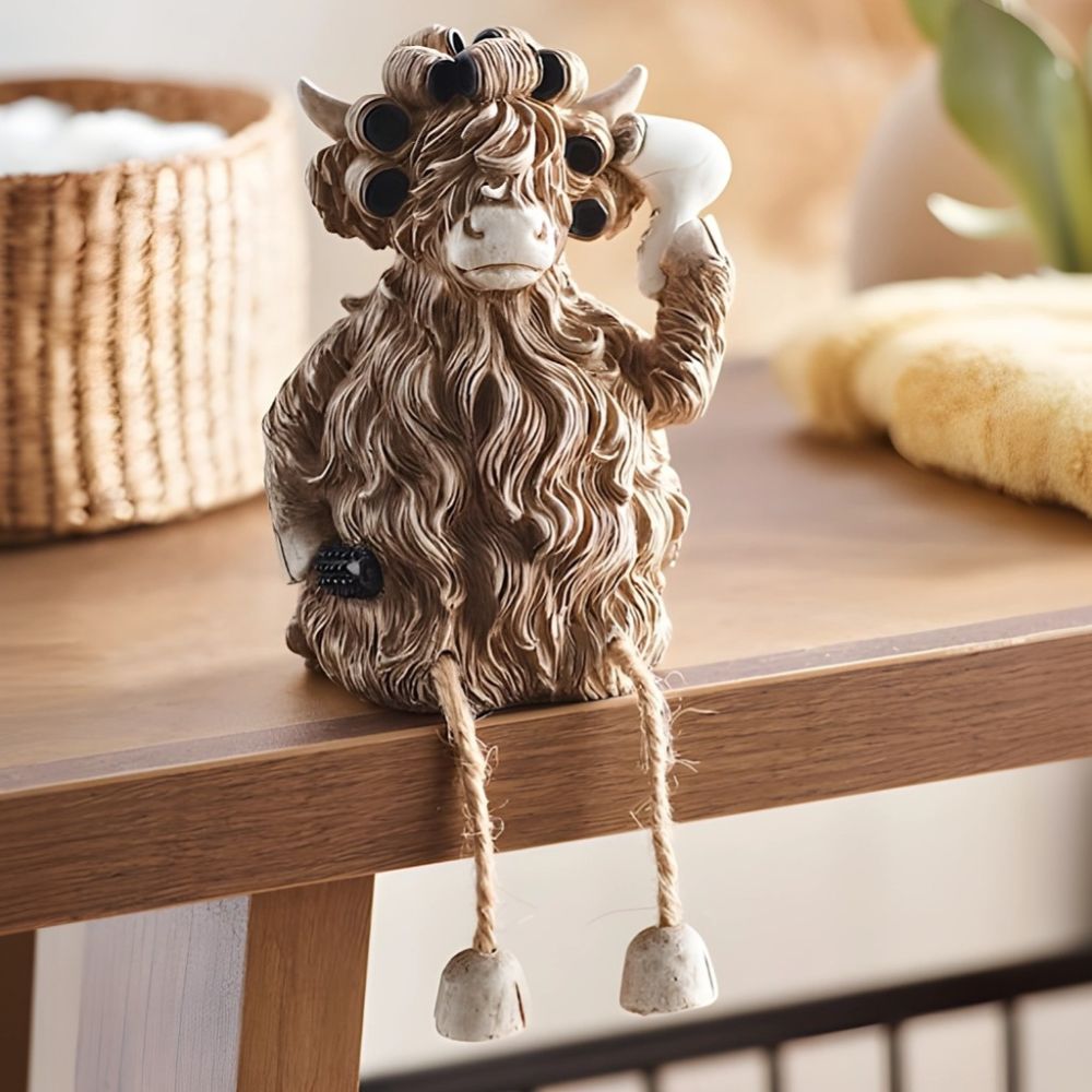 Fun Desktop Decoration, Creative Highland Cow Blowing Hair Statue Ornament For Home, Office, Living Room, Bathroom Fun Desktop Decoration, Creative Highland Cow Blowing Hair Statue Ornament For Home, Office, Living Room, Bathroom