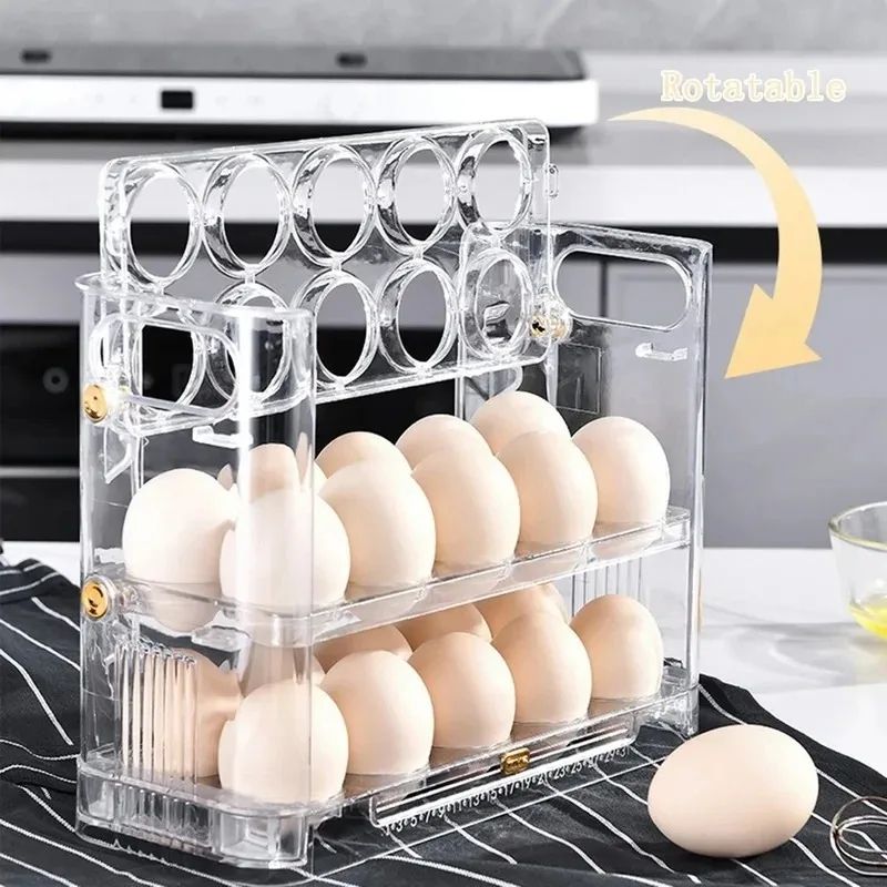 3 Layer Refrigerator Egg Storage Box Side Door Reversible Egg Organizer Tray 1 Pc