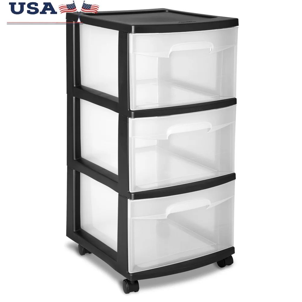 SpaceGlide 3 Tier Rolling Storage Cart With Clear Drawers Slim Plastic Drawer Organizer For Bedroom, Kitchen & Bathroo SpaceGlide 3 Tier Rolling Storage Cart With Clear Drawers Slim Plastic Drawer Organizer For Bedroom, Kitchen & Bathroo