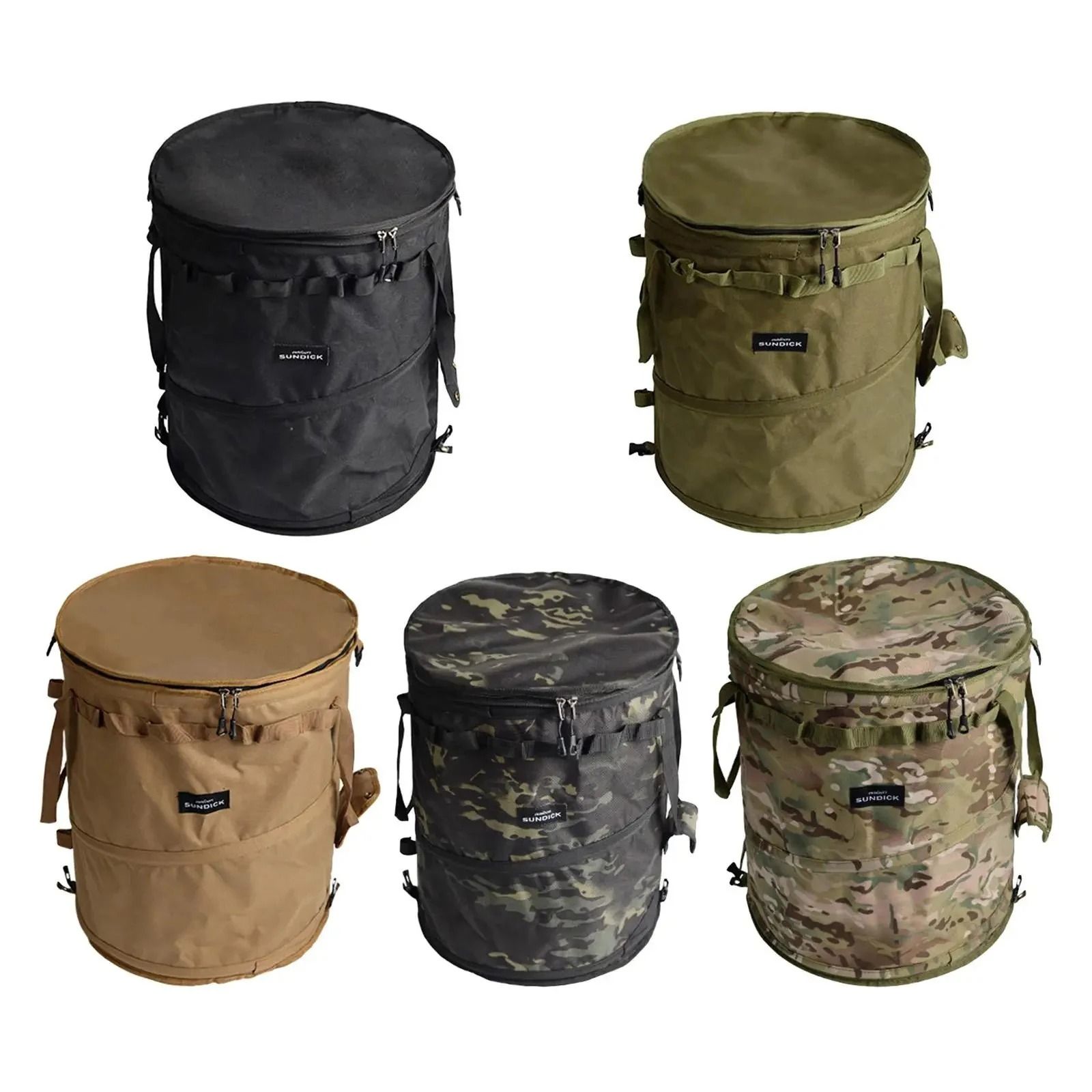 Collapsible Oxford Cloth Camping Trash And Storage Bucket green