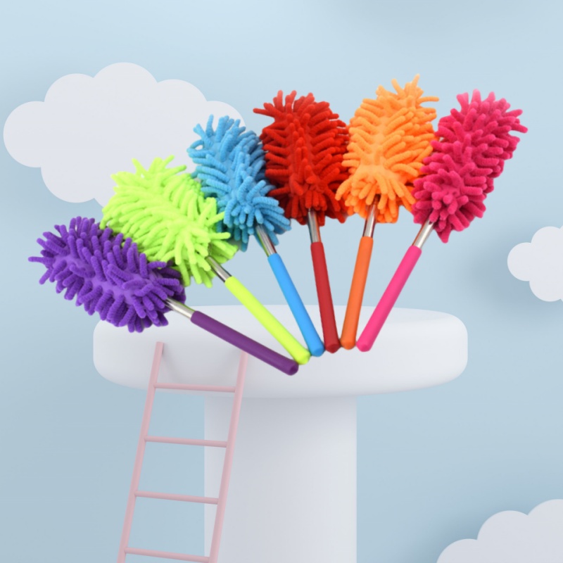 Mini Stainless Steel Telescopic Duster, Automotive Household Dust Removal Tool, Electrostatic Cleaning Brush orange