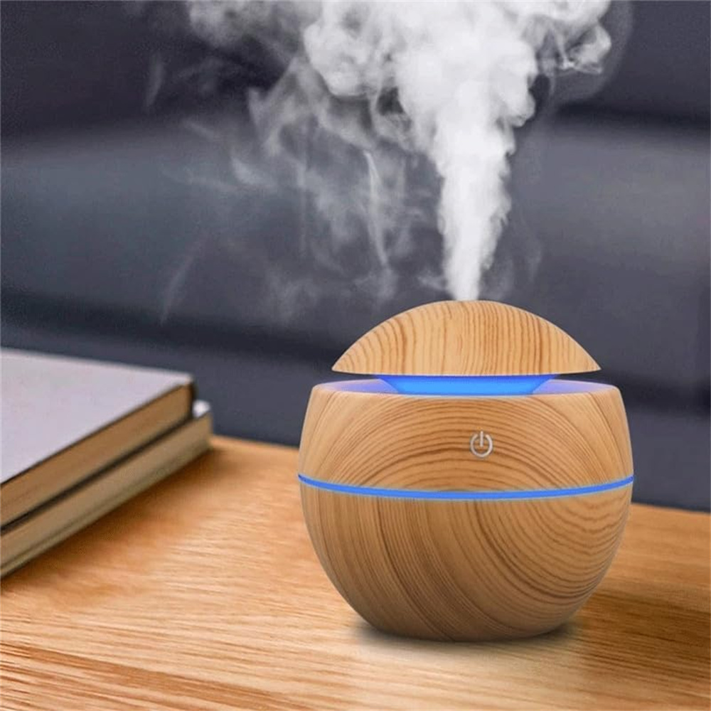 Wooden Ultrasonic Aroma Diffuser Humidifier Essential Oil Air Freshener For Bedroom, Relaxing Mist Maker brown
