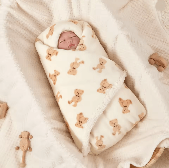 SnuggleNest Winter Baby Blanket Fleece Swaddle Wrap d 75x100cm