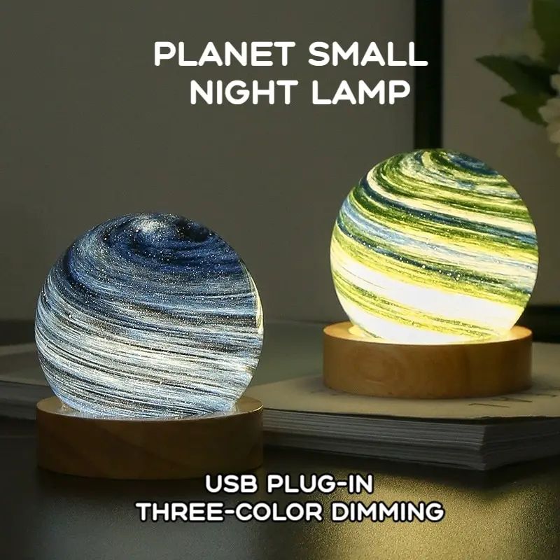 USB Powered 3D Moon Glass Night Lamp With Wooden Stand sunset usb Plug
