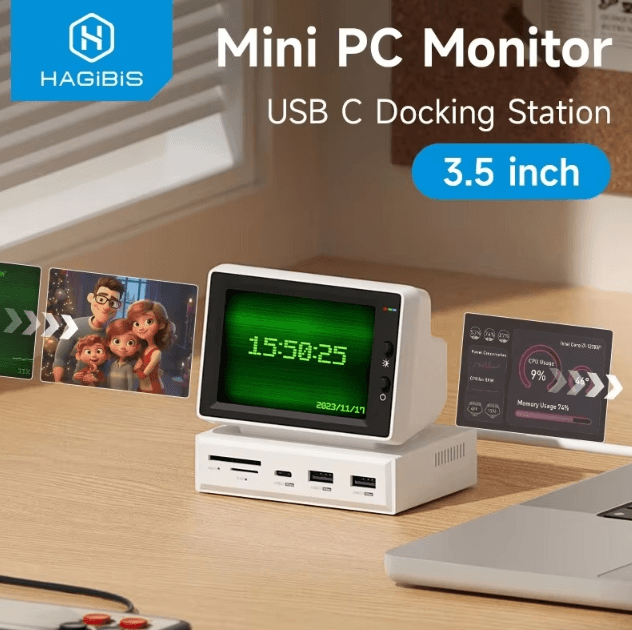 Hagibis 3.5In USB C Mini IPS Monitor & Hub Portable Sub Screen With AIDA64 PC Data Display & Multi Port USB C Adapter Hagibis 3.5In USB C Mini IPS Monitor & Hub Portable Sub Screen With AIDA64 PC Data Display & Multi Port USB C Adapter