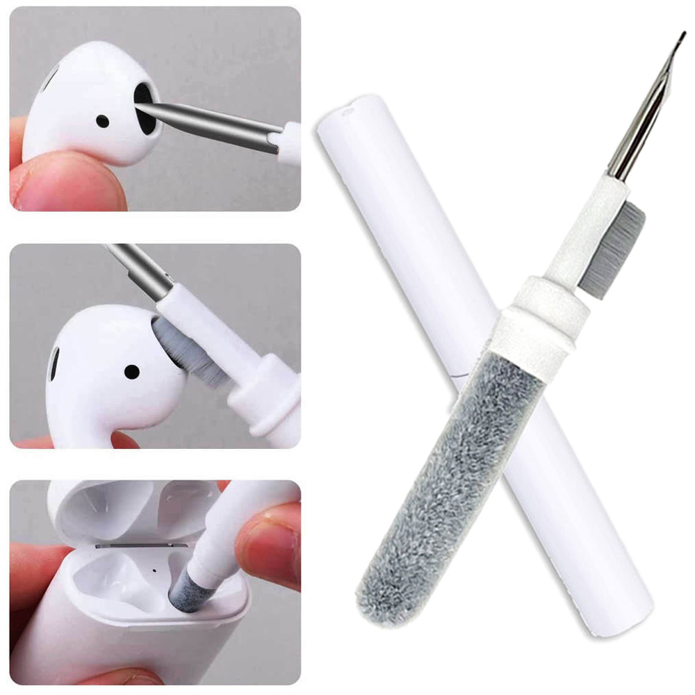 Bluetooth Earphone Cleaning Kit For Airpods Pro Wireless Earbud Case Cleaning Tools With Brush & Pen white