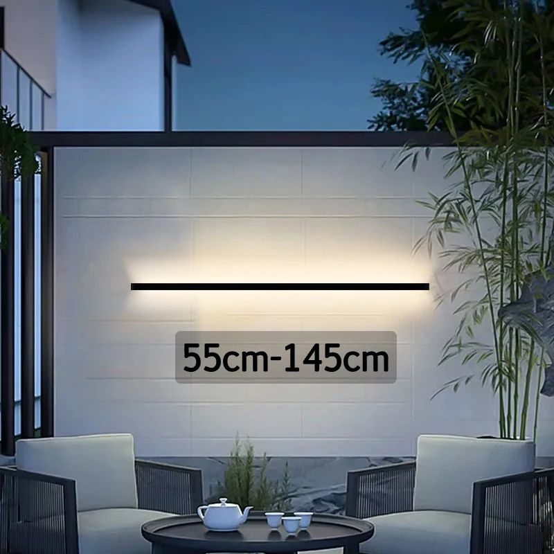 Modern IP65 Waterproof LED Wall Light Outdoor Long Strip Garden Lamp 80cm natural Light