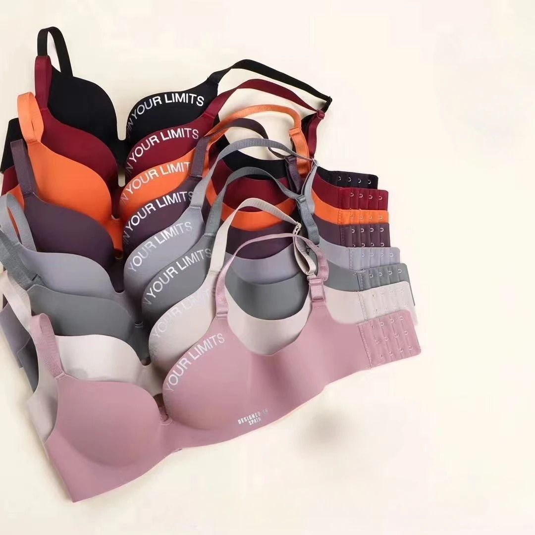 Seamless Floral Wireless Push Up Bralette No Steel Ring Bra black 36 a