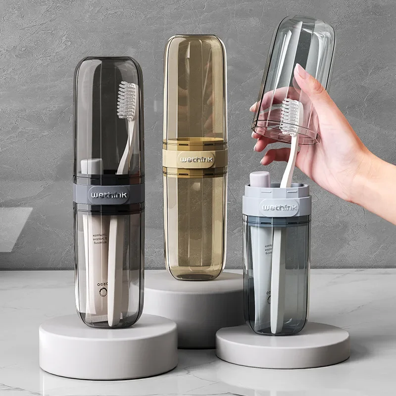 Transparent Toothbrush Travel Case Portable Acrylic Toothbrush Container For Business & Outdoor Travel black